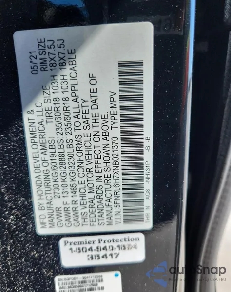 2022 Honda Odyssey Exl from USA, damaged, VIN 5FNRL6H7XNB021370